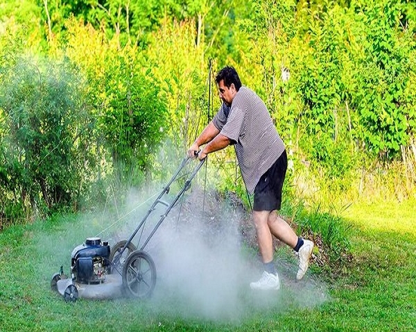 why is lawnmower smoking